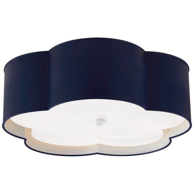 Bryce Large Flower Flush Mount in French Navy and White with Frosted Acrylic Designer: kate spade new york Mounting: Flush...