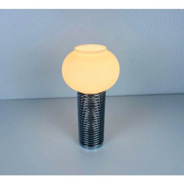 Chrome and Opal Glass Table Lamp, Italy, 1960s For Sale - Image 10 of 11