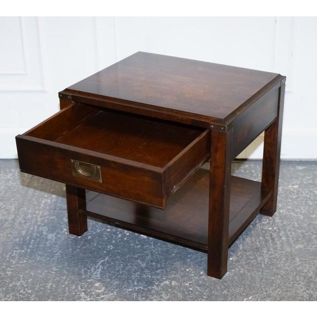 Vintage Military Campaign Mahogany and Brass Nightstand For Sale - Image 3 of 16