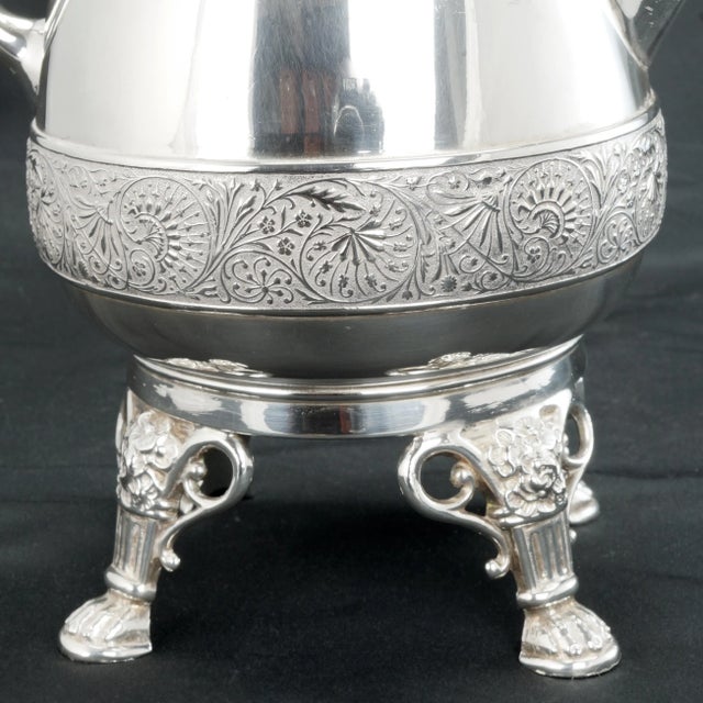 Silver Large Victorian Silver Plate Coffee Pot Circa 1870 For Sale - Image 8 of 13
