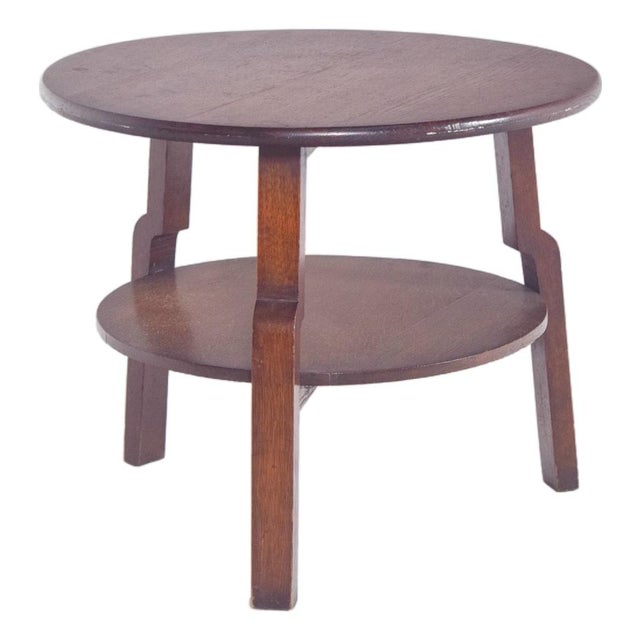 Portuguese Rustic Round Oak Coffee Table, 1950 For Sale - Image 9 of 9