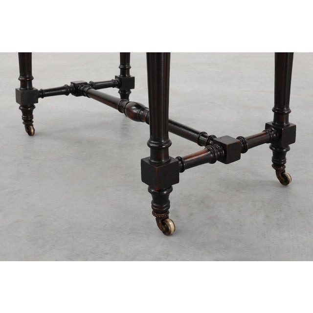 English Side Table with Geometric Wood Inlay from John Taylor & Sons, 19th Century For Sale - Image 12 of 15