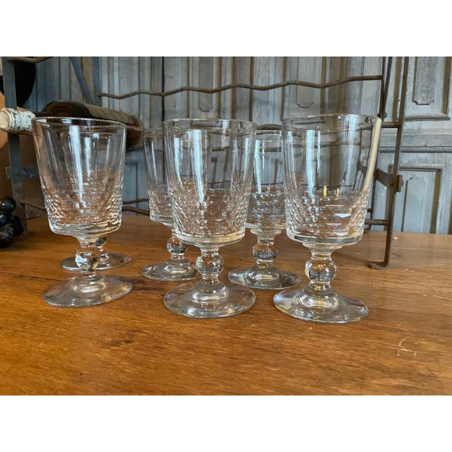 Antique French Hand-Cut Wine Glasses, 1800s, Set of 6 For Sale - Image 9 of 10