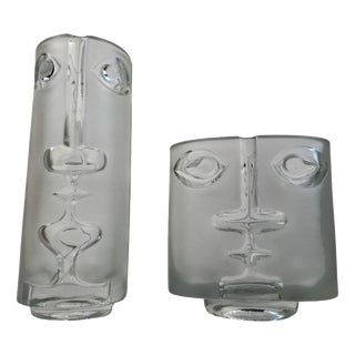 Model 3483 and 3484 Face Vases by Adolf Matura for Sklo Union, 1972, Set of 2 For Sale
