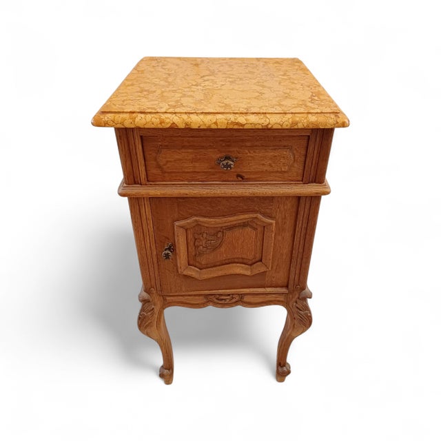 Louis XVI French Nightstand with White Marble Top, 1940s For Sale - Image 10 of 13
