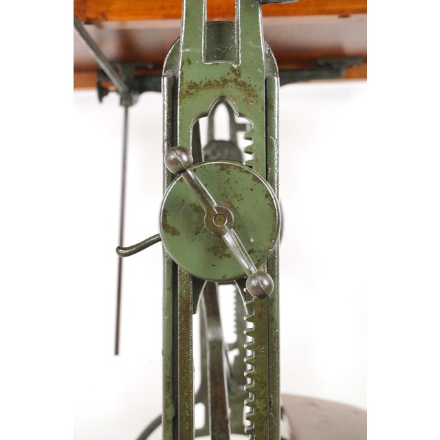 Mid 20th Century Reproduction Solid Wood Cast Iron Drafting Table For Sale - Image 9 of 10