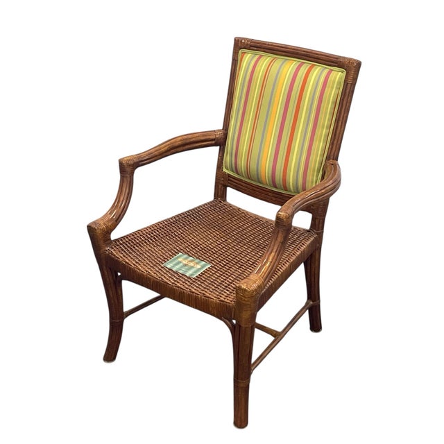 Lane Venture Tradewinds Rattan Chippendale Dining Arm Chairs- Set of 6 For Sale - Image 9 of 12