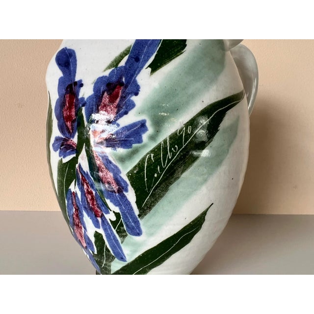 Ceramic Vintage Hand Painted Pottery Pitcher For Sale - Image 7 of 12