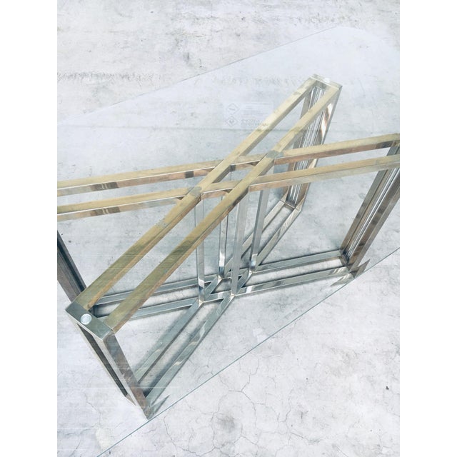 Hollywood Regency Style Geometrical Design Brass & Glass Dining Table from Belgochrom, 1970s For Sale - Image 14 of 18