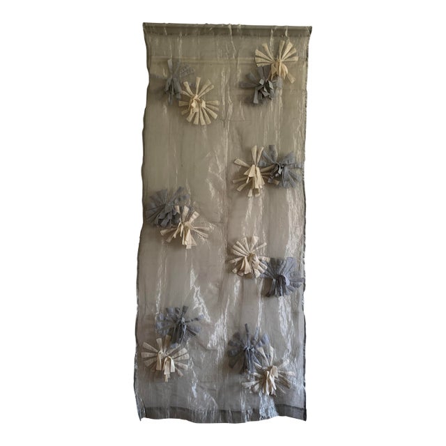 Metallic Silk Organza Panel With Felt Appliqué Patterns For Sale