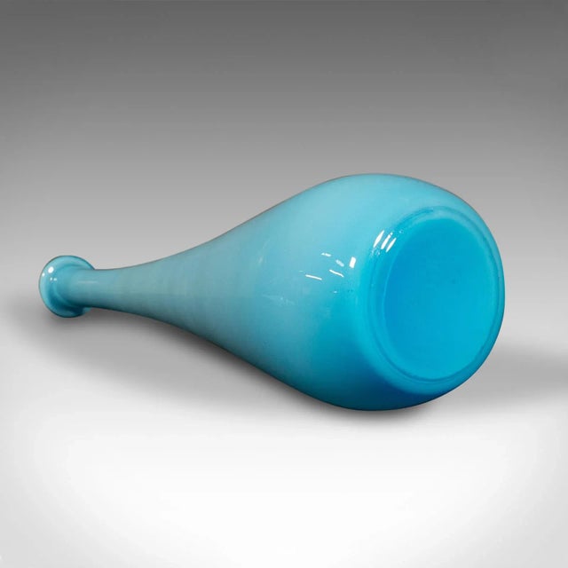 Blue 1970s Tall Vintage French Blown Glass Decorative Flask For Sale - Image 8 of 11