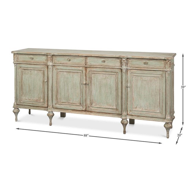 French Provincial Sage Painted Buffet Sideboard For Sale - Image 11 of 11