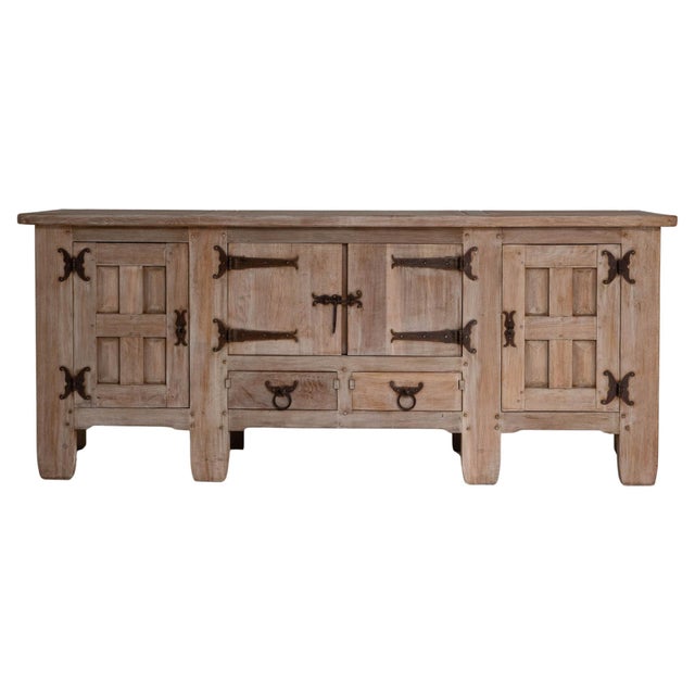 1970s French Brutalist Oak Buffet With Iron Hardware For Sale - Image 15 of 18