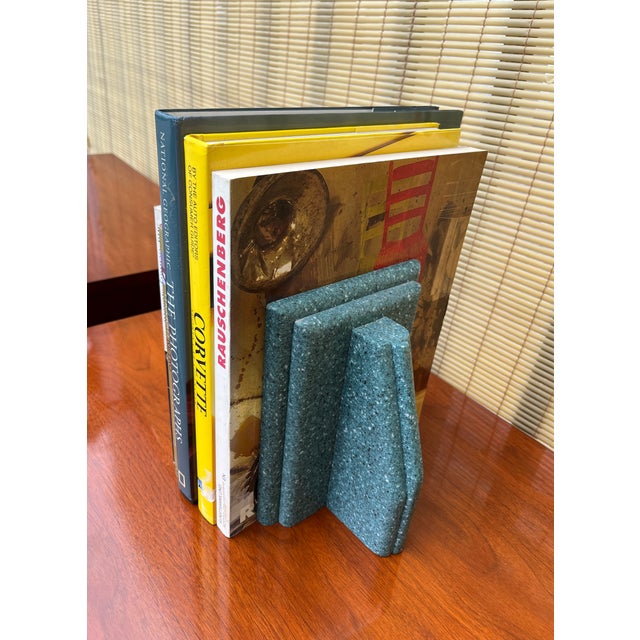Postmodern Vintage Faux Granite Stone Postmodern Handcrafted Bookends. Circa 1980s For Sale - Image 3 of 14