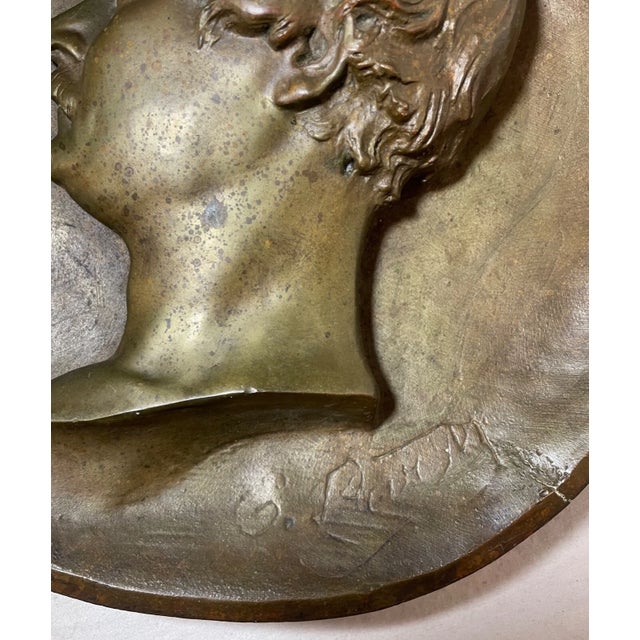 High Quality Antique Signed Thick Bronze Relief Portrait Wall Plaque Medallion For Sale In New York - Image 6 of 11