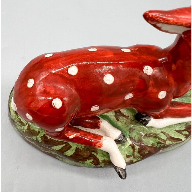 Red Antique Staffordshire Recumbent Deer Figurine — 1820s Mold, Possibly Earlier Example — English Country / Cottagecore For Sale - Image 8 of 9