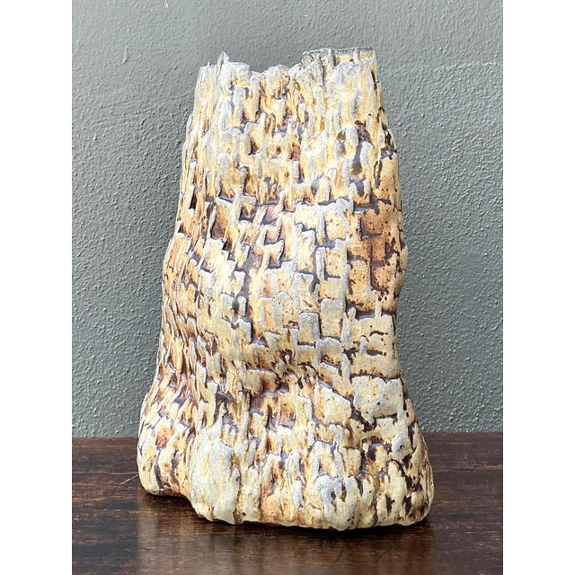 Handcrafted Textured Ceramic Vase For Sale - Image 4 of 18