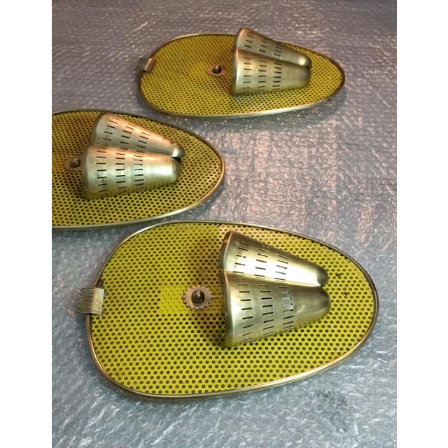 1950s Wall Sconces attributed to Mathieu Matégot for Ateliers Mategot, 1950s, Set of 3 For Sale - Image 5 of 11