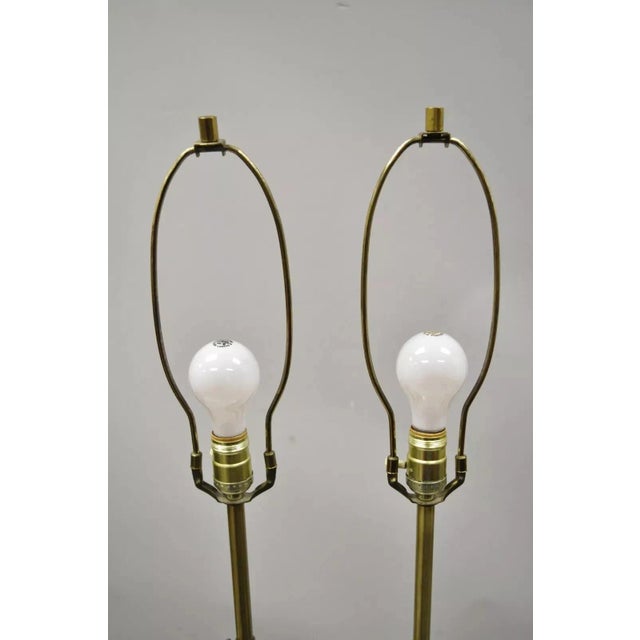Laurel Mid Century Brutalist Modernist Brass Sculptural Table Lamps - A Pair For Sale - Image 9 of 12