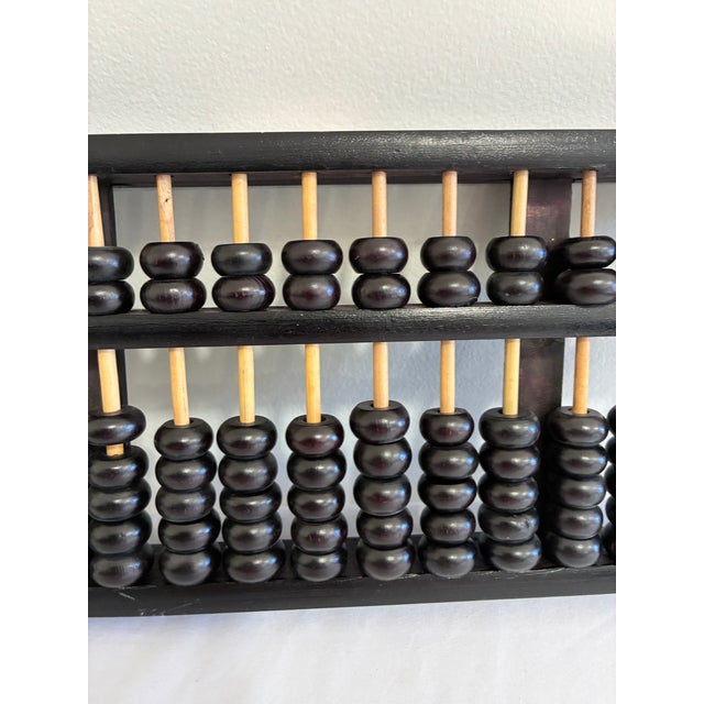 Vintage Chinese 13-Rod Black Wooden Suanpan Abacus For Sale - Image 4 of 9