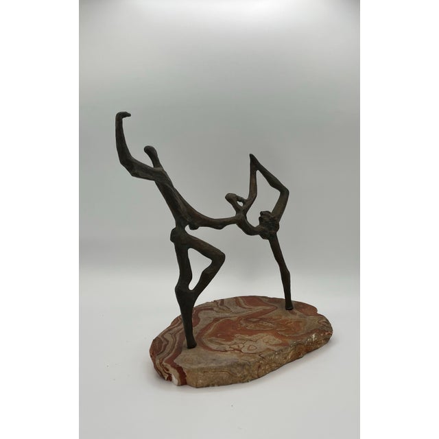 Brutalist Mid Century Bronze Ballet Sculpture Brutalist Signed Katz For Sale - Image 3 of 7
