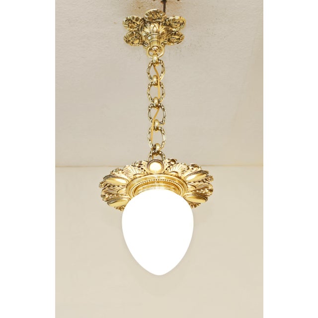 Metal Art Nouveau Lamp in Brass and Glass, 1890s For Sale - Image 7 of 7