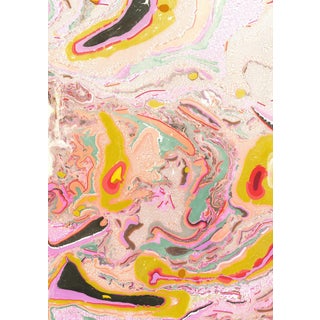 "Golden Fragments #01" Contemporary Original Handmade Marbling Artwork For Sale