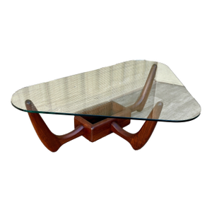 Mid-Century Modern Adrian Pearsall Style Glass Top Coffee Table. Circa 1960s.