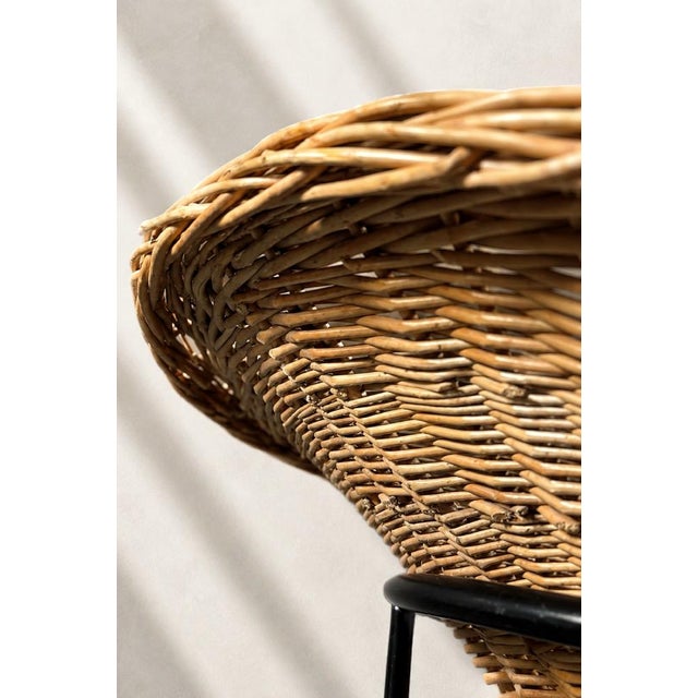 Mid-Century Modern Vintage Italian Modern Boho Rattan Spherical Bowl Chair, 1950s For Sale - Image 3 of 18