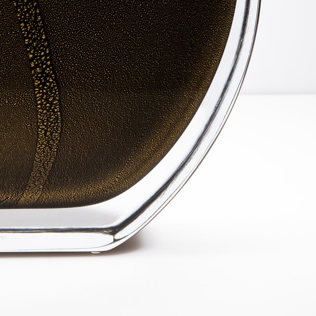 Black Hand Blown Murano Vase in Onyx Black With 24 Karat Gold Flecks For Sale - Image 8 of 8