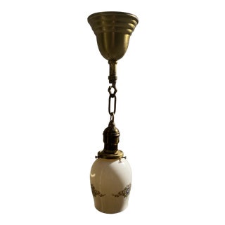 Vintage 1920s Brass Fixture With Wedgwood Cameo Glass Shade For Sale