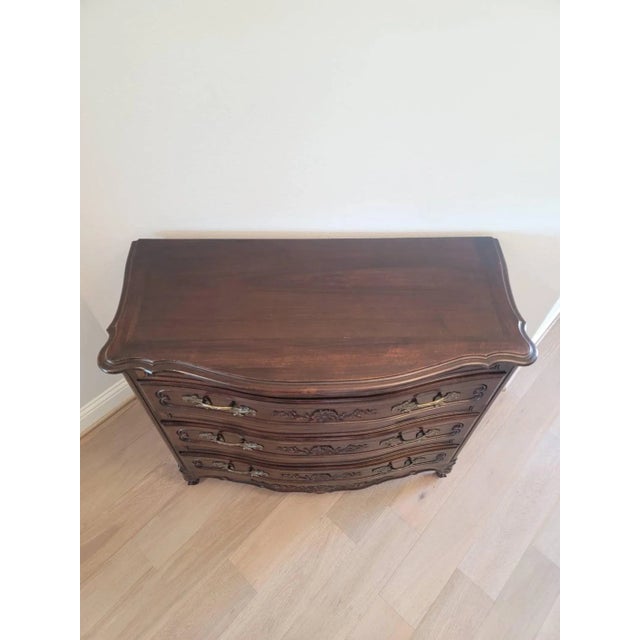 Fine Antique Country French Provincial Louis XV Style Carved Solid Wood & Bronze Chest of Drawers Dresser For Sale - Image 4 of 11