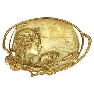 Art Nouveau French Bronze Card Tray, 1920s For Sale