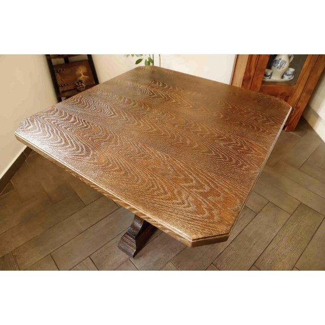 Rustic Oak Table with Central Base, 1920s For Sale - Image 10 of 17