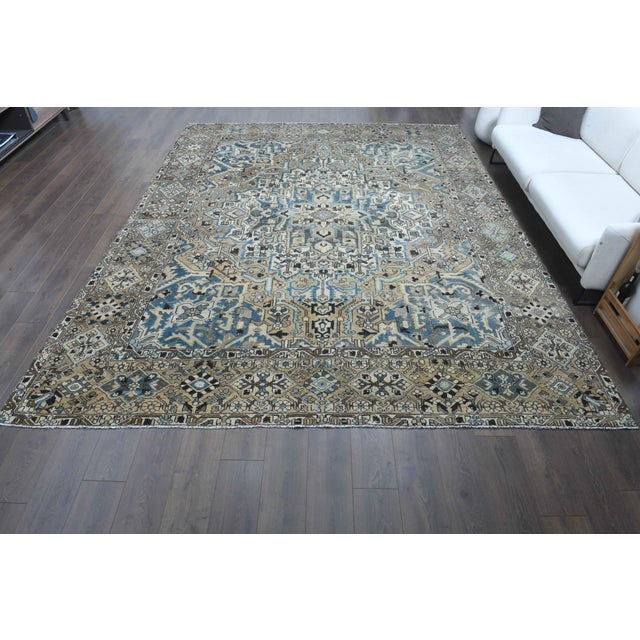 Persian 1970s Vintage Persian Handmade Wool Cotton Light Brown Area Rug For Sale - Image 3 of 11