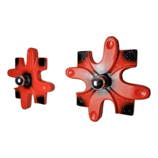 Puzzle Sconces in Red Ceramic from Hustadt Leuchten, Germany, 1960s, Set of 2 For Sale