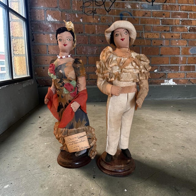 Folk Art 1939 Cuban Handmade Rumba Dancers & Orchestra Folk Art Dolls by D. P. Ware – Set of 6 For Sale - Image 3 of 12