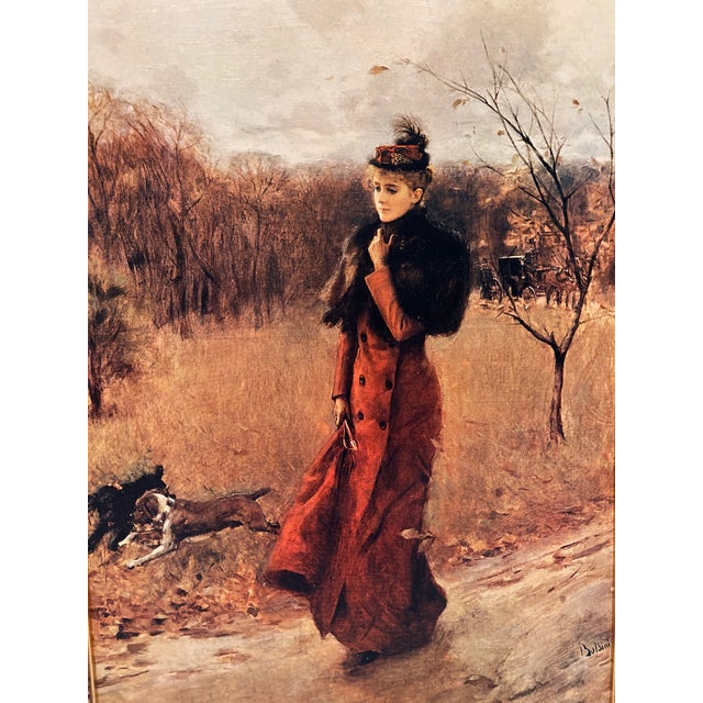 Victorian Beautiful Unique Vintage Framed Painting "Solitude" For Sale - Image 3 of 4