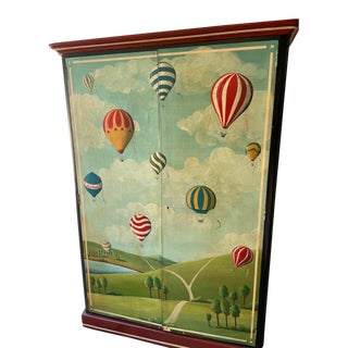 Vintage French Country Balloon Armoire For Sale