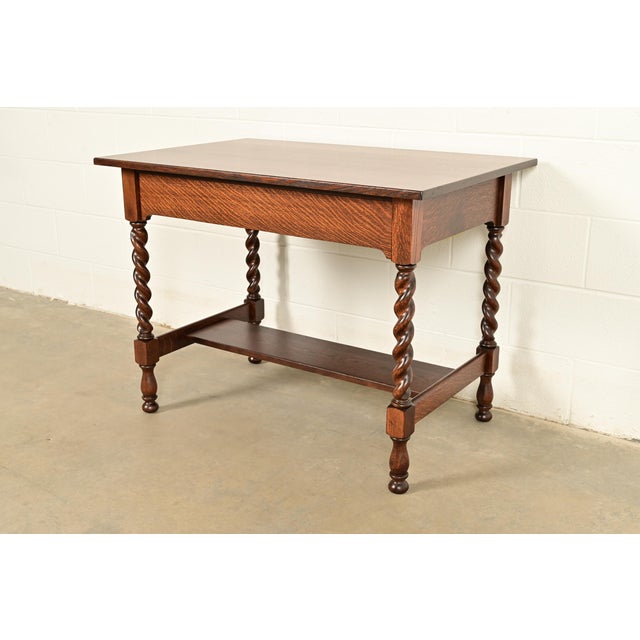 Stickley Brothers Stickley Brothers Antique Mission Oak Arts & Crafts Writing Desk or Library Table, Newly Refinished For Sale - Image 4 of 15