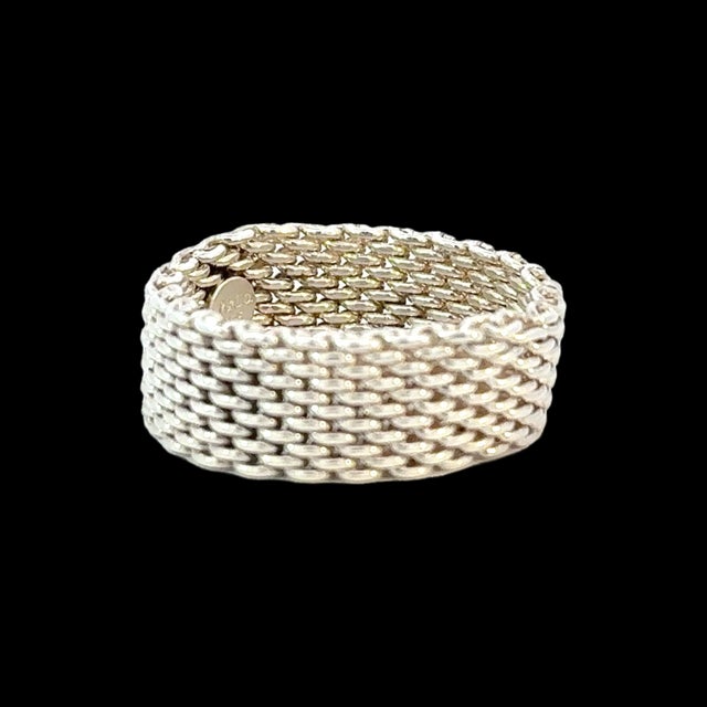 Contemporary Late 20th Century Tiffany & Co Somerset Ring Size 14 Sterling Silver 10.7 Grams Estate, Size 14 For Sale - Image 3 of 10