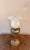 Pretty antique Edwardian quality oil lamp, having the original white glass shade with a wavy shaped edge, a glass chimney...