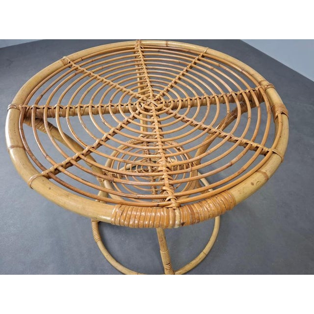 Mid-Century Rattan and Bamboo Side Table, Czechoslovakia, 1960s For Sale - Image 6 of 18