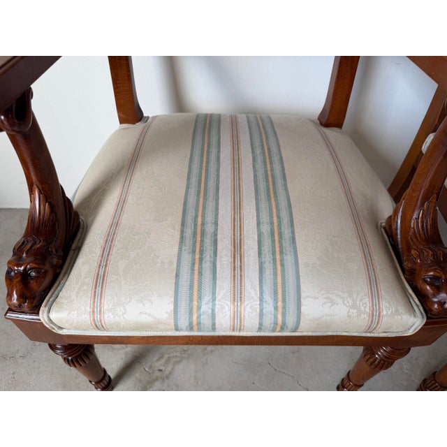 Vintage Neoclassical George Jacob-Style Carved Wood Armchairs – A Pair For Sale - Image 12 of 16