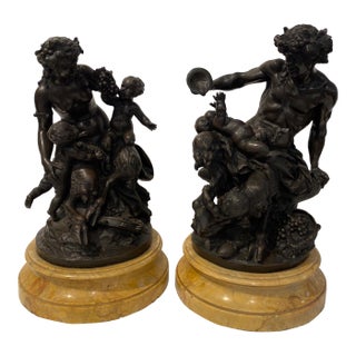 Pair of Magnificent Patinated Bronze Sculptures After Clodian For Sale