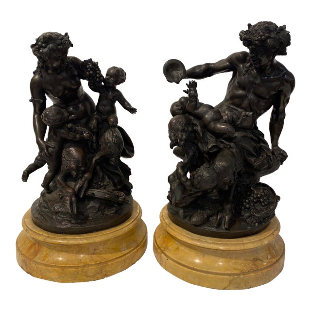 Pair of Magnificent Patinated Bronze Sculptures After Clodian For Sale