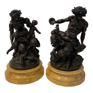 Pair of Magnificent Patinated Bronze Sculptures After Clodian