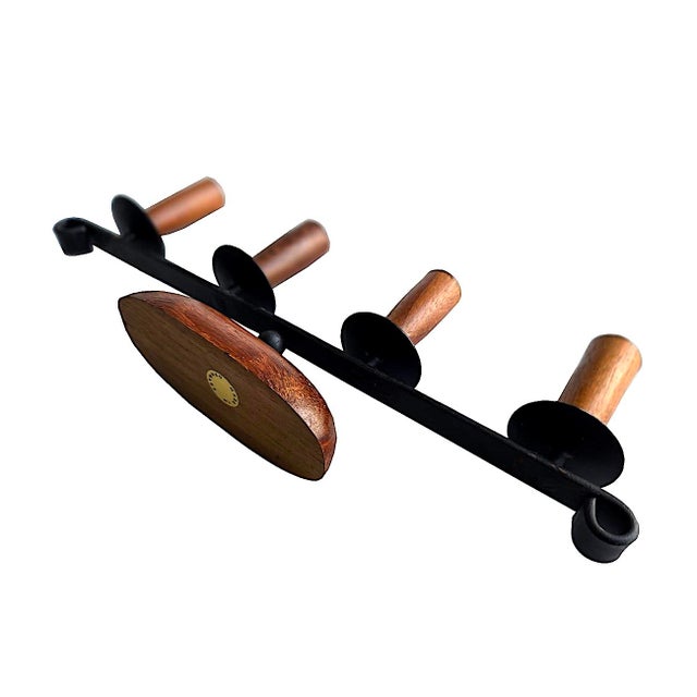 Arne Jacobsen 1980s Lüthje Danish Teak Wood Candelabra For Sale - Image 4 of 13