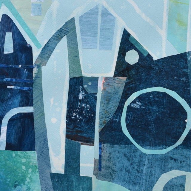 2020s Blue Sky - Original Cool Blue Architectural Mixed Media Collage on Paper by Maria C. Bernhardsson For Sale - Image 5 of 6