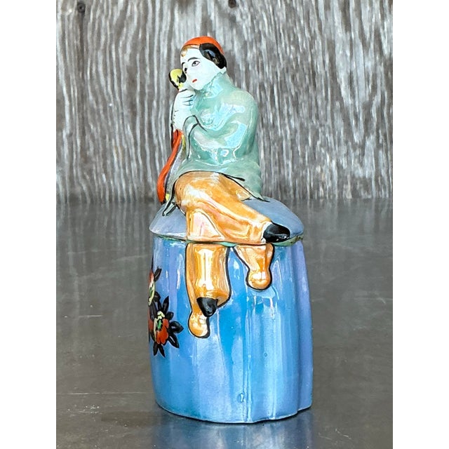 Ceramic Vintage Art Deco Ceramic Cigarette Jar For Sale - Image 7 of 9